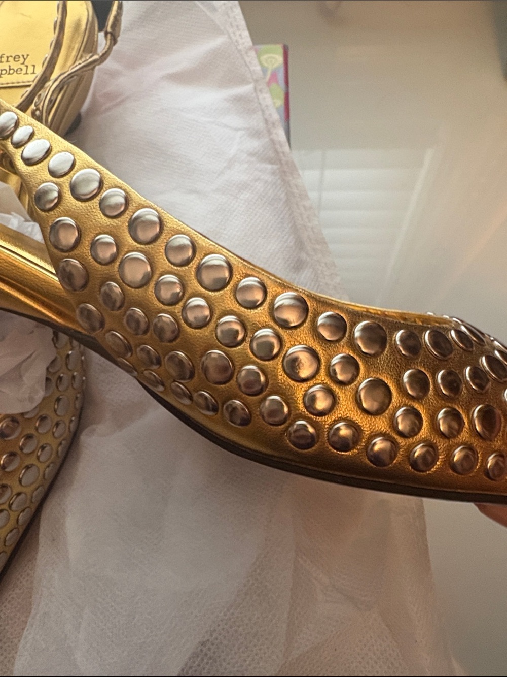 Jeffrey Campbell Gold Studded Pointed Slingback Flats - Picture 4 of 4